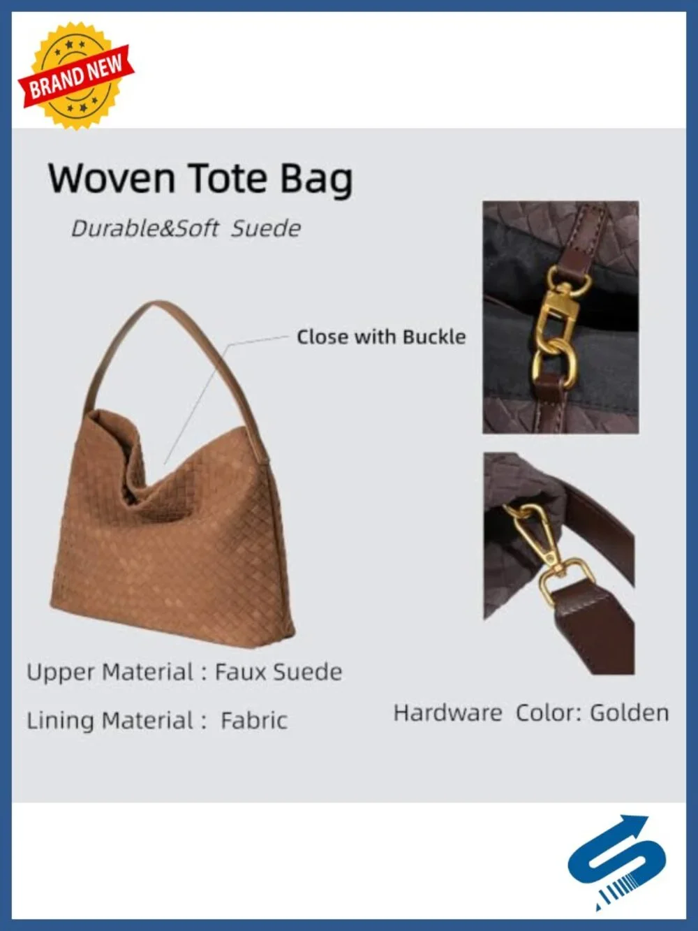 Faux Suede Woven Tote Bag Slouchy Hobo Purse Shoulder Bag Crossbody